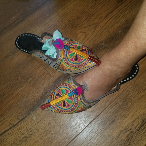 Women Clogs Leather Handmade Indian Casual Slip On Jutties Ballet Flats US 7 - Picture 7 of 10